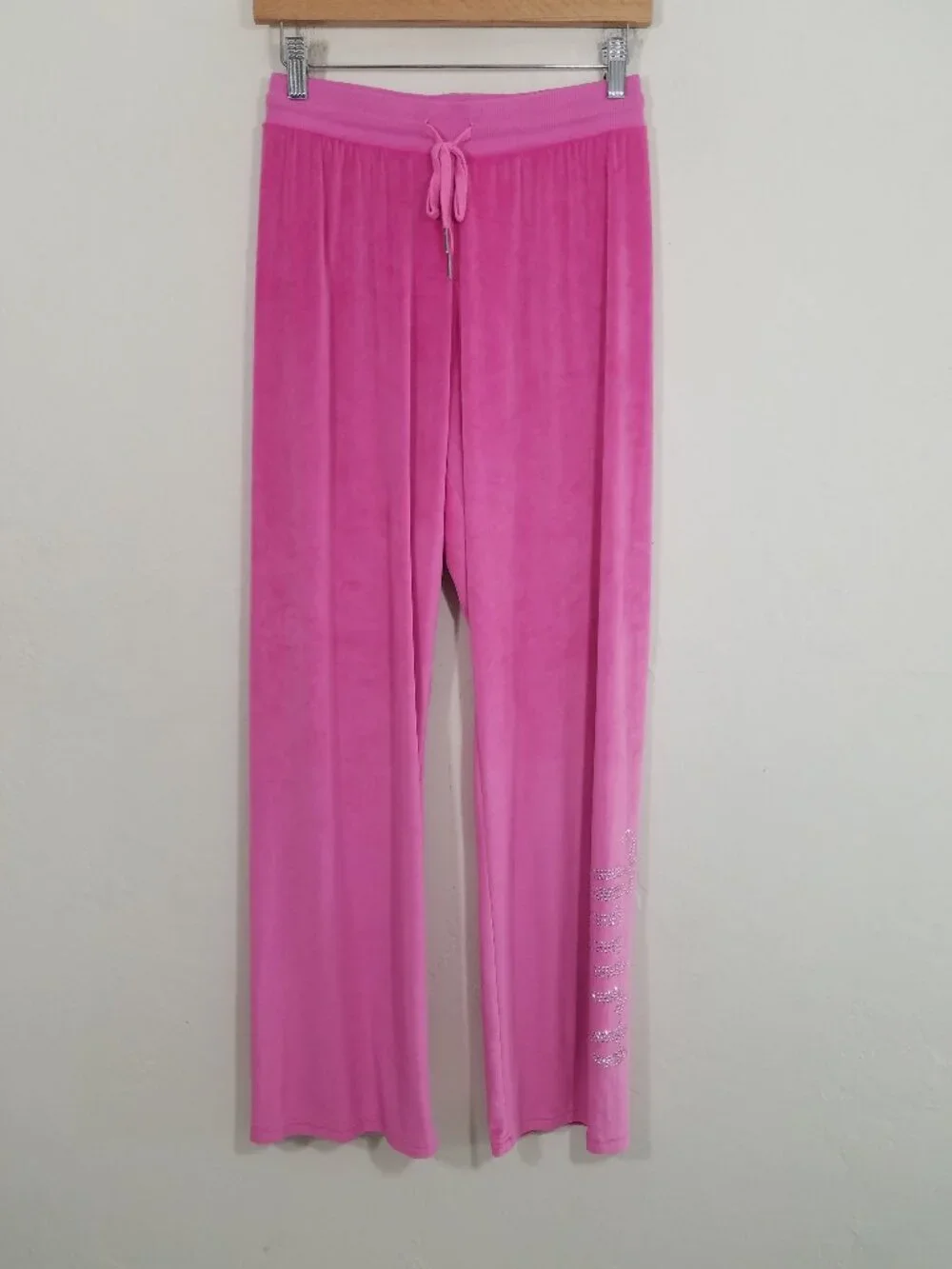 Juicy Couture Velvet Pants Embellished Log Pink Pull-On Size S